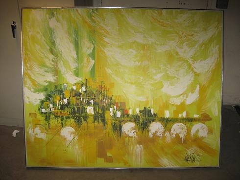 ART WORK: VIBRANT VENICE Framed Oil Painting 5 ft x 4 ft