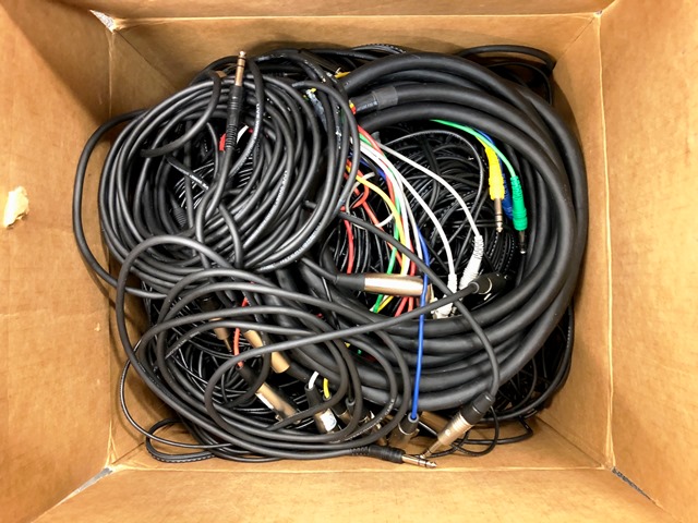 Box of &frac14; Phono Cables and Adapters, &frac14; Male to: &frac14; , RCA, XLR, BNC  - Various Lengths