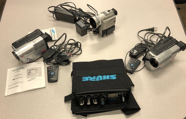 3 Sony Video Cameras & 1 Sure Mixer & 1 Nikon Cool Pix 8700 & 1 Sony Digital 8mm Player 