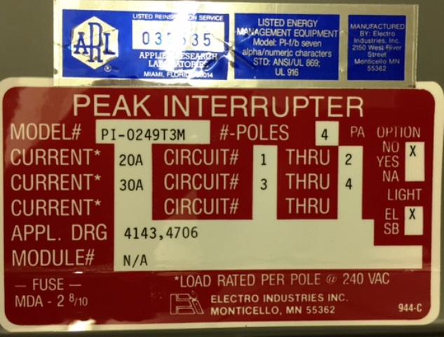 EI Peak Circuit Interrupter PI-0249T3M (Qty 14) Lot C