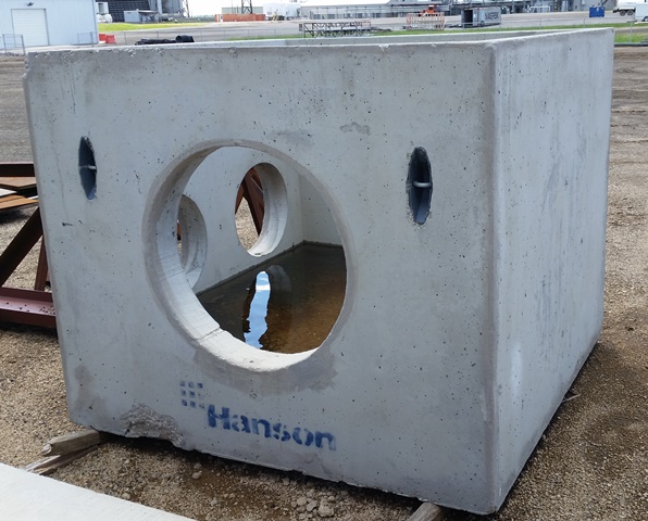 Hanson Concrete Catch Basin  6X6 w/ 2 - 18 inch & 1 - 36 inch  Cut Outs includes Concrete Lid 