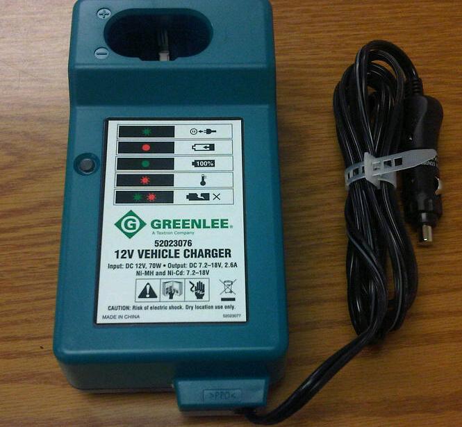GREENLEE 23076 12V Vehicle Charger for ETS1212 Battery