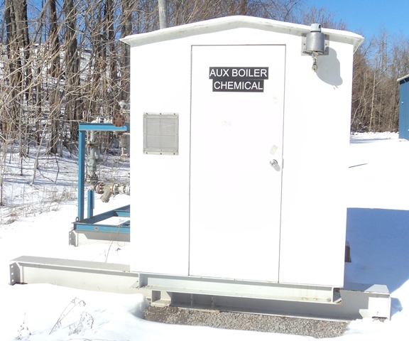 Fiberglass Chemical Building w/ Pulsa Injection Pump, Motor, Piping, and Valves