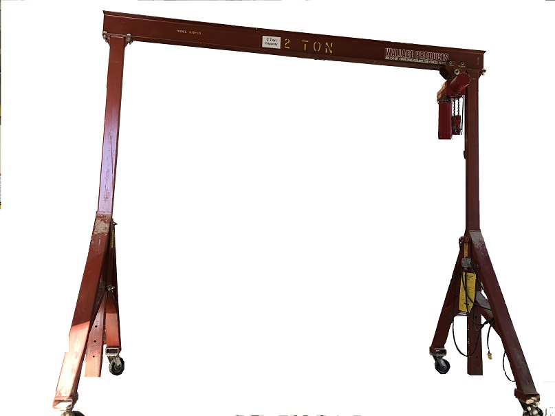 Wallace Gantry Adjustable Height Crane 2 Ton Capacity with Milwaukee Electric Hoist