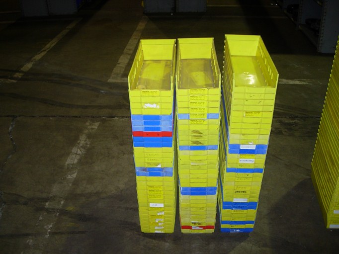 One (1) lot of 90 Plastic Storage Bins