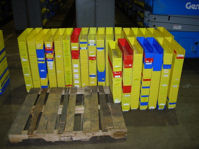 Seven (7) lots of Plastic Storage Bins: 100 bins per lot