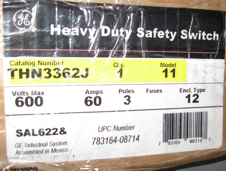 GE Heavy Duty Safety Switches THN3362J