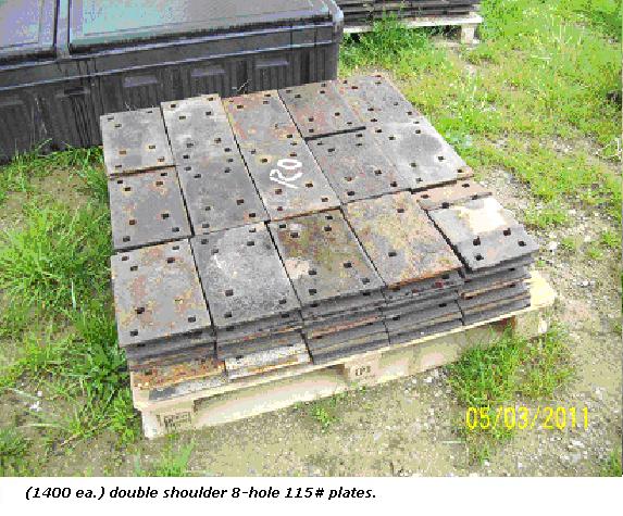 Rail Road Track Components: Double Shoulder 8-Hole 115# Plates.