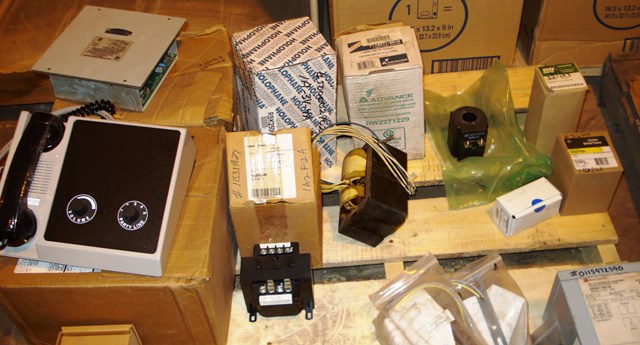 Misc Parts Lot  - Fuses, Handsets, Speaker Amplifiers, Ballasts, Transformers, Switches, Contactors, Coils, Solenoid Valves, Fans, & Gaskets
