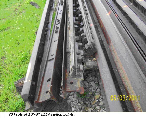 Rail Road Track Components: Switch Points 16ft-6in 115#