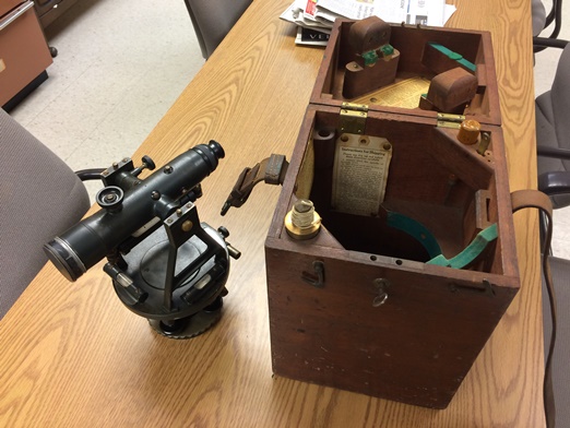 Vintage Gurley surveyor's transit and tripod
