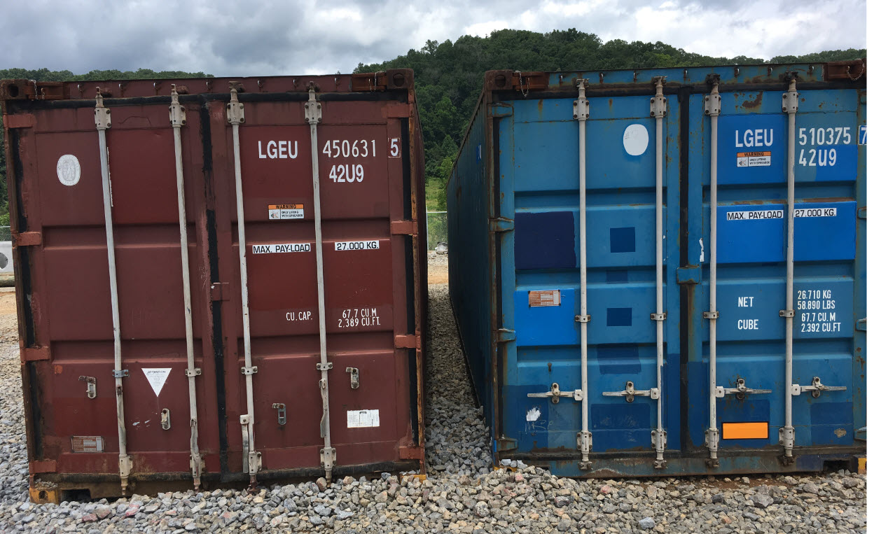 Six (6) open-top shipping containers